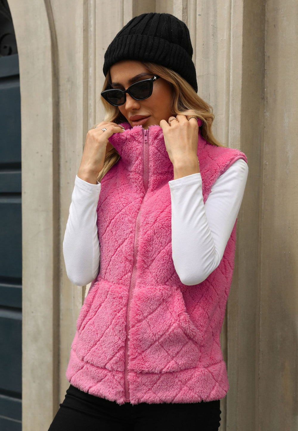 Damen Kuschelige Fleece-Weste mit Kapuze Heidi-Mode