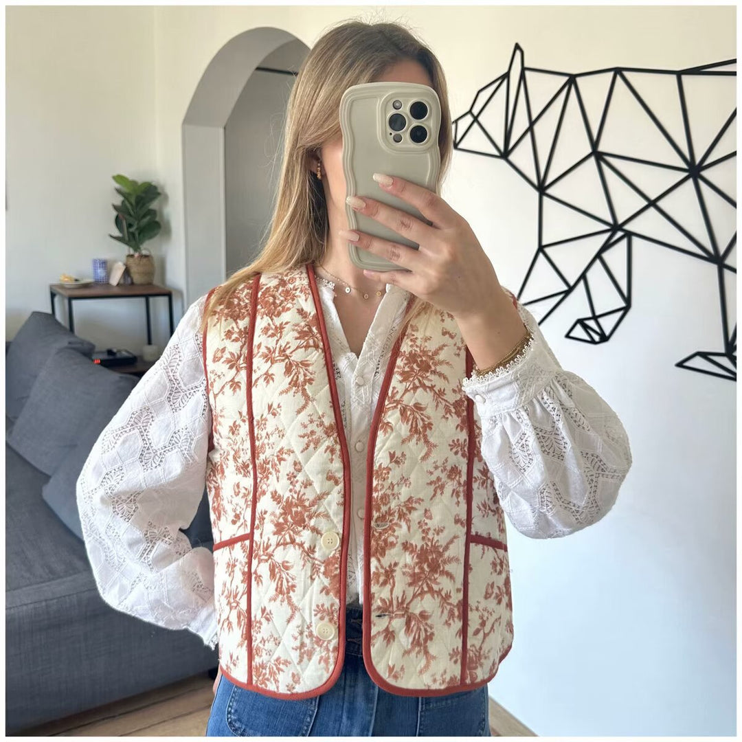 Damen Weste mit floralem Design und praktischen Taschen Heidi-Mode
