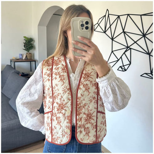 Damen Weste mit floralem Design und praktischen Taschen Heidi-Mode