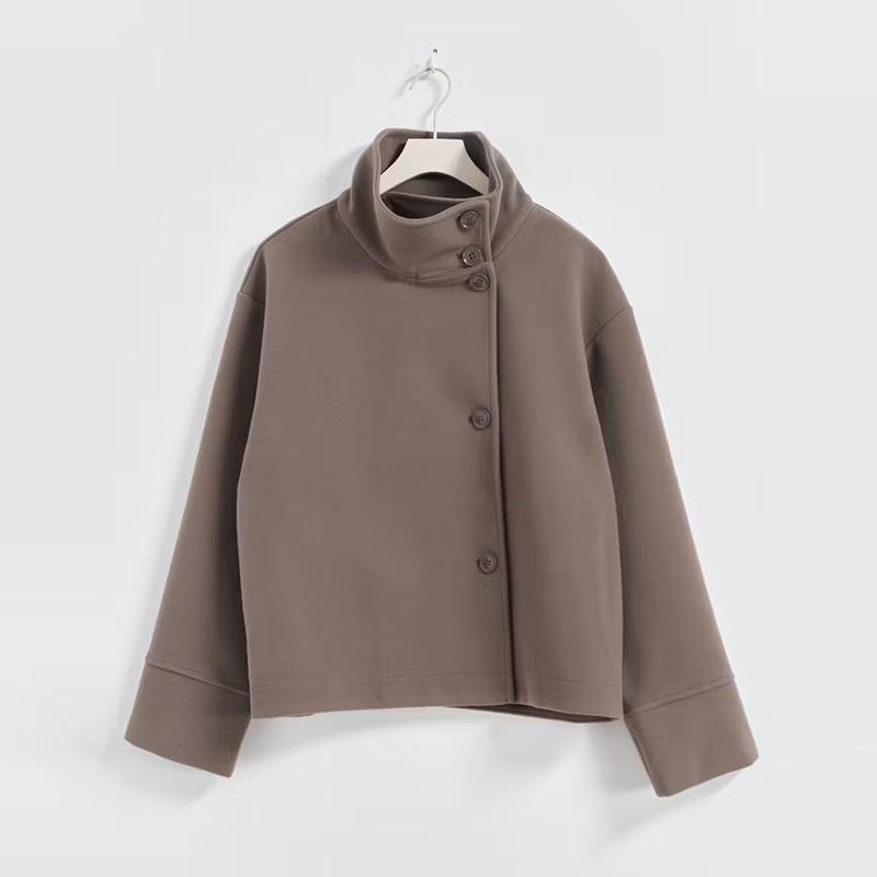 Damen Kurze Jacke mit hohem Kragen und Knopfverschluss Heidi-Mode