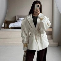 Damen eleganter Oversized-Blazer mit Gürteldetail Heidi-Mode