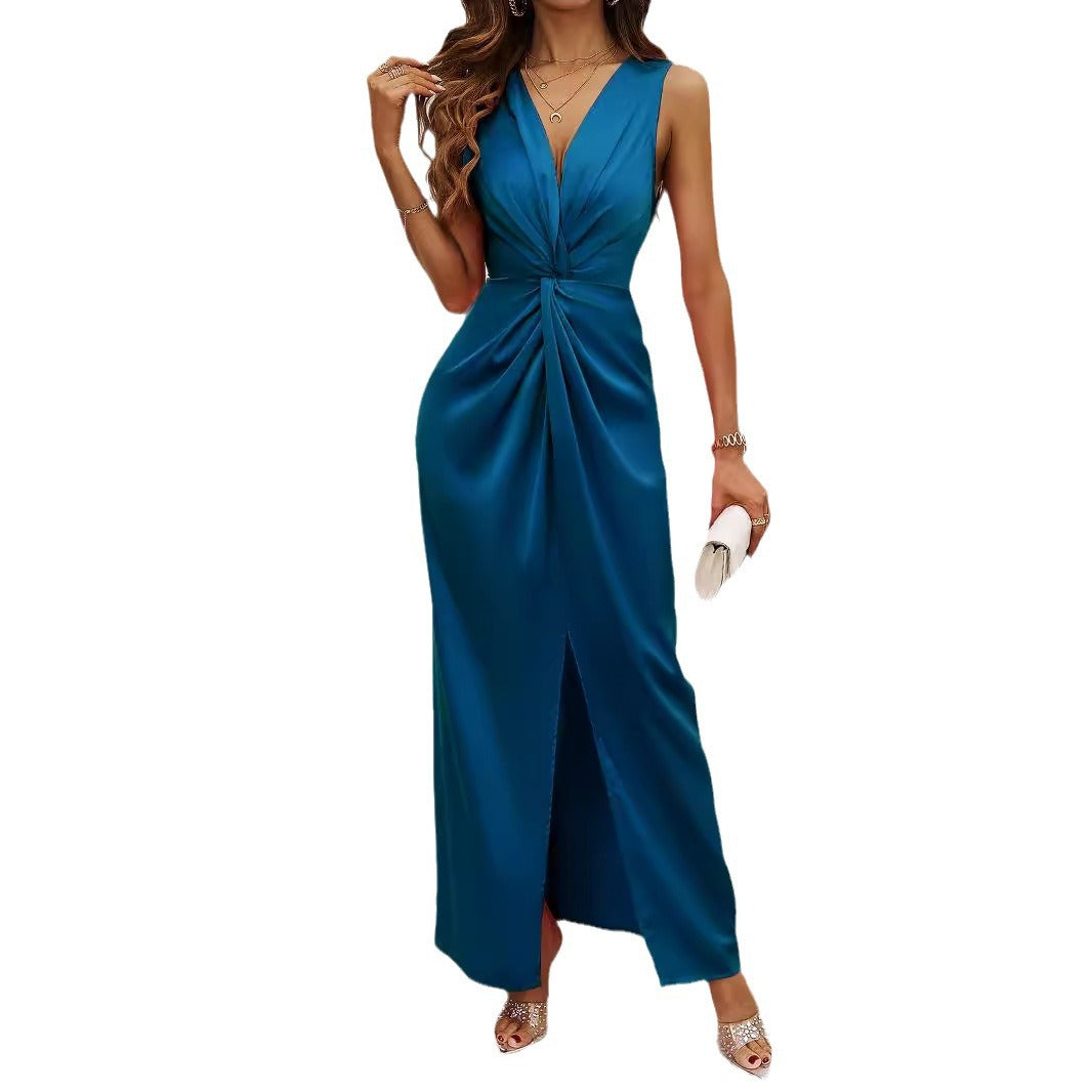 Damen Langkleid mit elegantem Wickeldesign und figurbetontem Schnitt Heidi-Mode