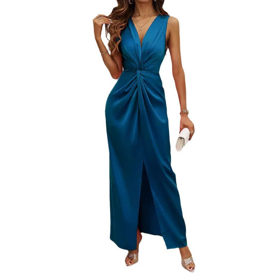 Damen Langkleid mit elegantem Wickeldesign und figurbetontem Schnitt Heidi-Mode