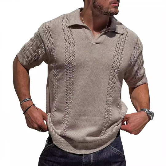 Heidi Mode | Hohles POLO-Shirt mit V-Ausschnitt