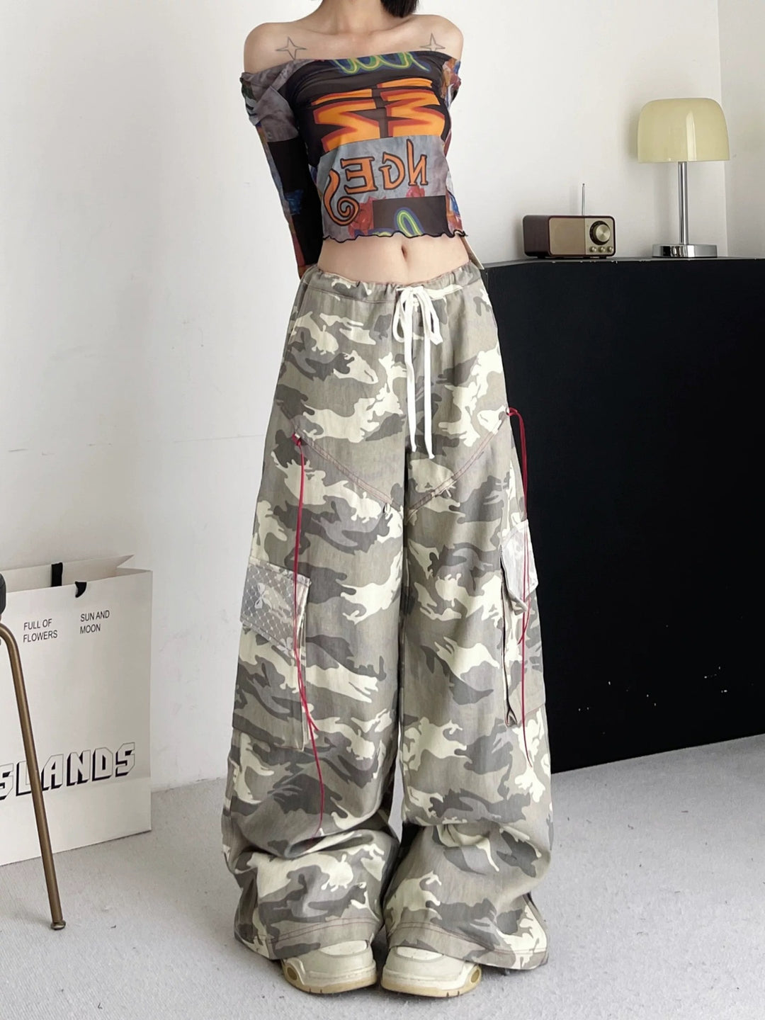 Damen Cargo-Hose im lässigen Oversized-Schnitt mit modischem Camouflage-Design Heidi-Mode