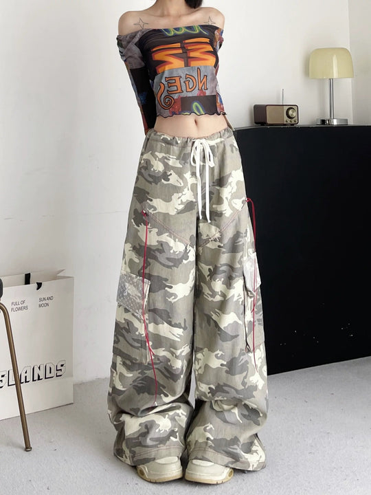 Damen Cargo-Hose im lässigen Oversized-Schnitt mit modischem Camouflage-Design Heidi-Mode
