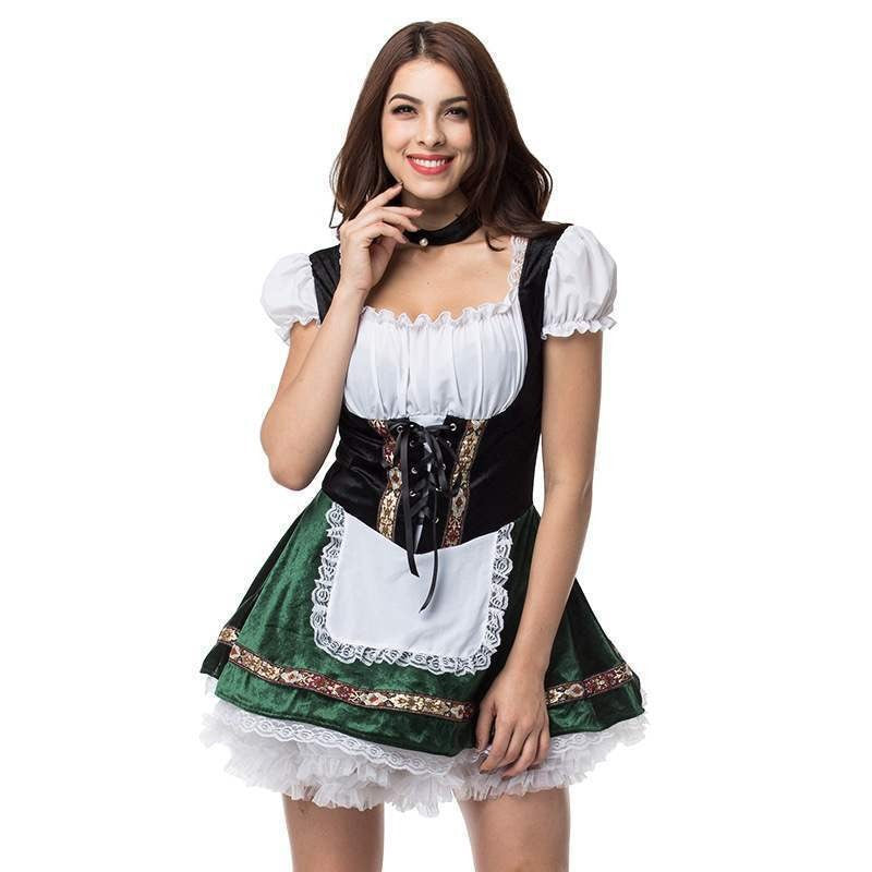 Damen Trachtenkleid mit romantischer Schnürung und dekorativen Rüschen Heidi