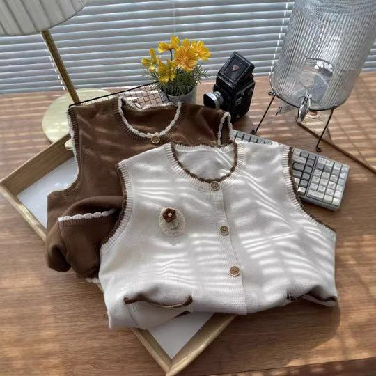 Damen Strickweste mit kontrastierenden Details und Taschen Heidi-Mode