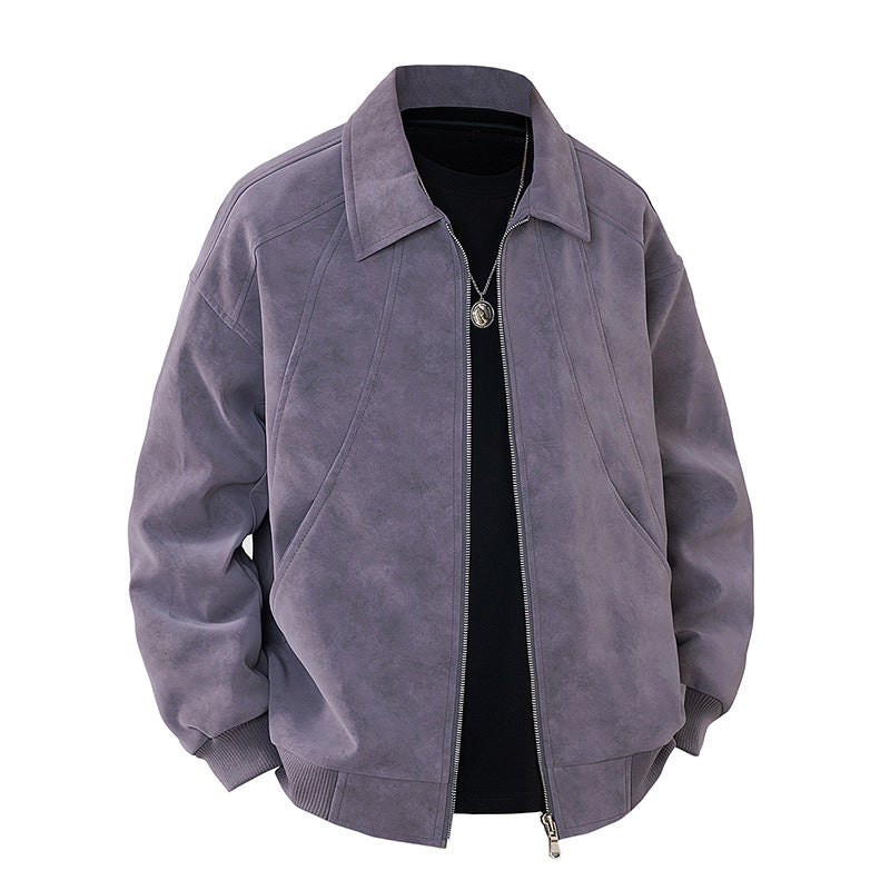 Herren elegante Wildlederjacke mit strukturiertem Schnitt Heidi-Mode