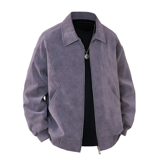 Herren elegante Wildlederjacke mit strukturiertem Schnitt Heidi-Mode