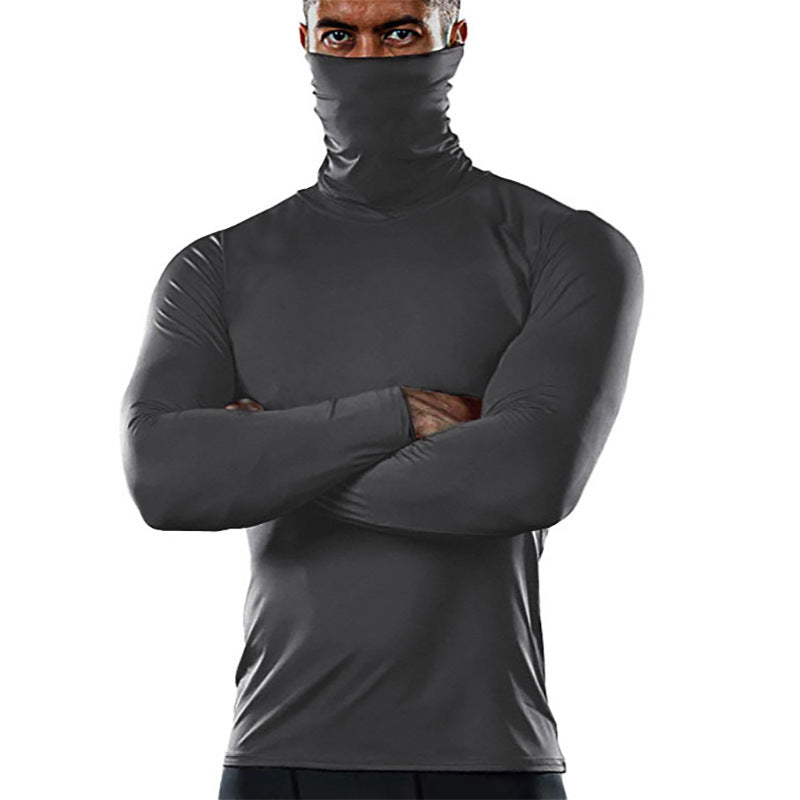 Herren funktionales Langarmshirt mit hohem Kragen und feuchtigkeitsregulierendem Material Heidi-Mode