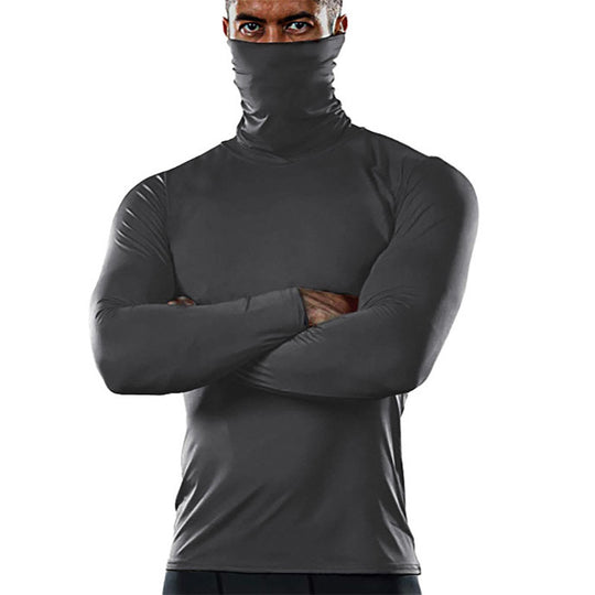 Herren funktionales Langarmshirt mit hohem Kragen und feuchtigkeitsregulierendem Material Heidi-Mode