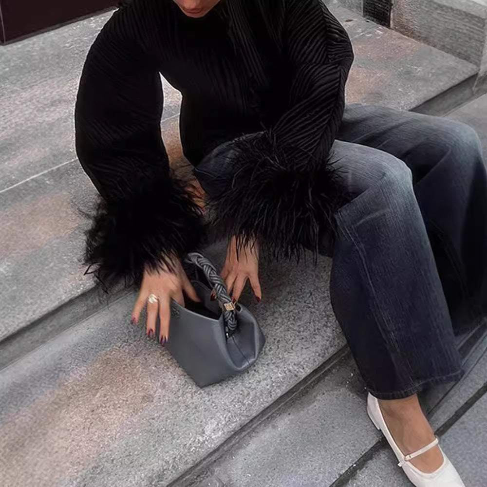 Damen Jacke mit Volantdetails und plissierter Struktur Heidi-Mode