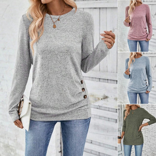 Damen lässiges Langarmshirt mit asymmetrischem Schnitt Heidi-Mode
