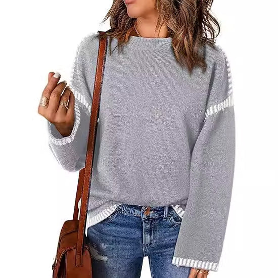 Damen Pullover mit modischen Streifen Heidi-Mode