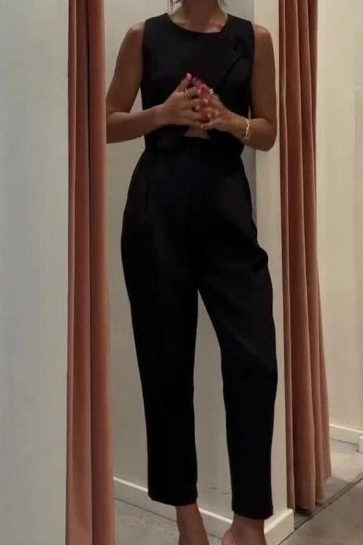 Heidi-Mode | Rundhals Button Top Hosenanzug