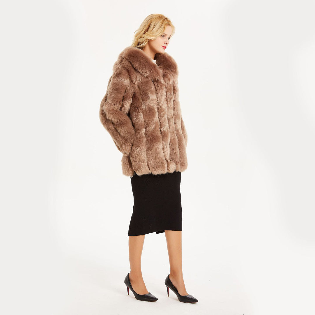 Damen Luxuriöse Kunstfelljacke mit voluminösen Ärmeln Heidi-Mode