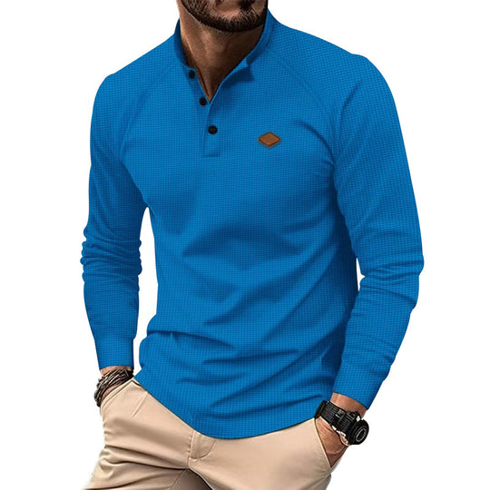 Herren Langarm-Henley-Shirt mit strukturierter Oberfläche und modischen Knopfdetails Heidi-Mode