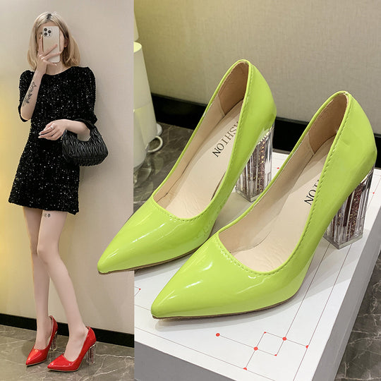 Damen Elegante High Heel Pumps mit transparentem Blockabsatz Heidi-Mode