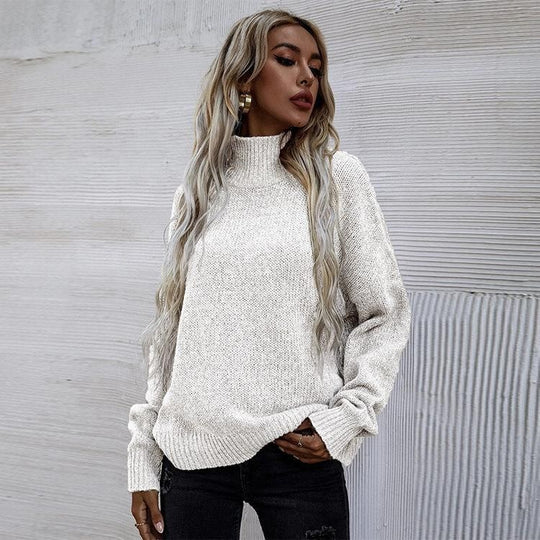 Damen Pullover mit hohem Kragen und lässigem Oversized-Schnitt Heidi-Mode