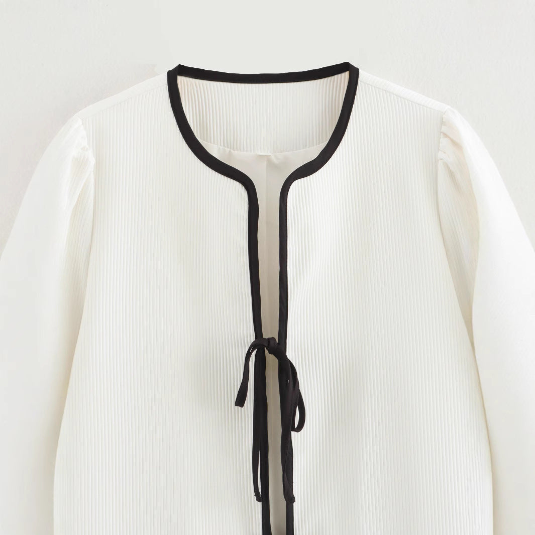 Damen modische Überziehjacke mit eleganten Binde-Details und praktischen Taschen Heidi-Mode