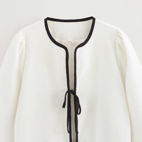 Damen modische Überziehjacke mit eleganten Binde-Details und praktischen Taschen Heidi-Mode