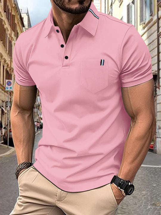 Herren Polohemd mit modernem Schnitt und Brusttasche Heidi-Mode