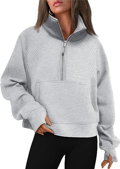 Damen Sportlicher Pullover mit hohem Kragen und Reißverschluss Heidi-Mode