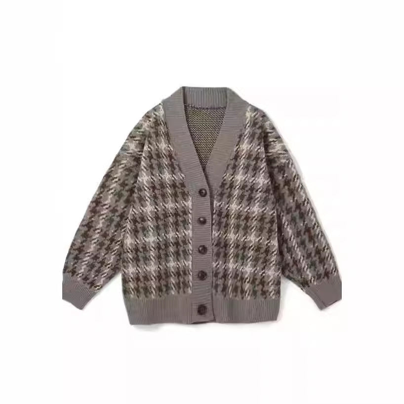 Damen Gemusterter Cardigan mit Knopfleiste und V-Ausschnitt Heidi-Mode