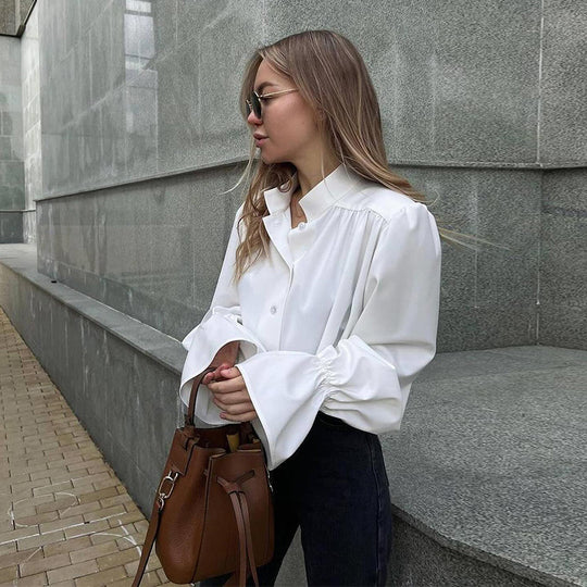 Damen Elegante Bluse mit voluminösen Ärmeln Heidi-Mode