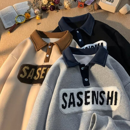 Herren Poloshirt mit einzigartigem Einstieg und kontrastivem Kragen Heidi-Mode