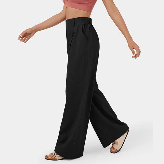 Damen Weite Chinohose mit elegantem Faltenwurf und seitlichen Taschen Heidi-Mode