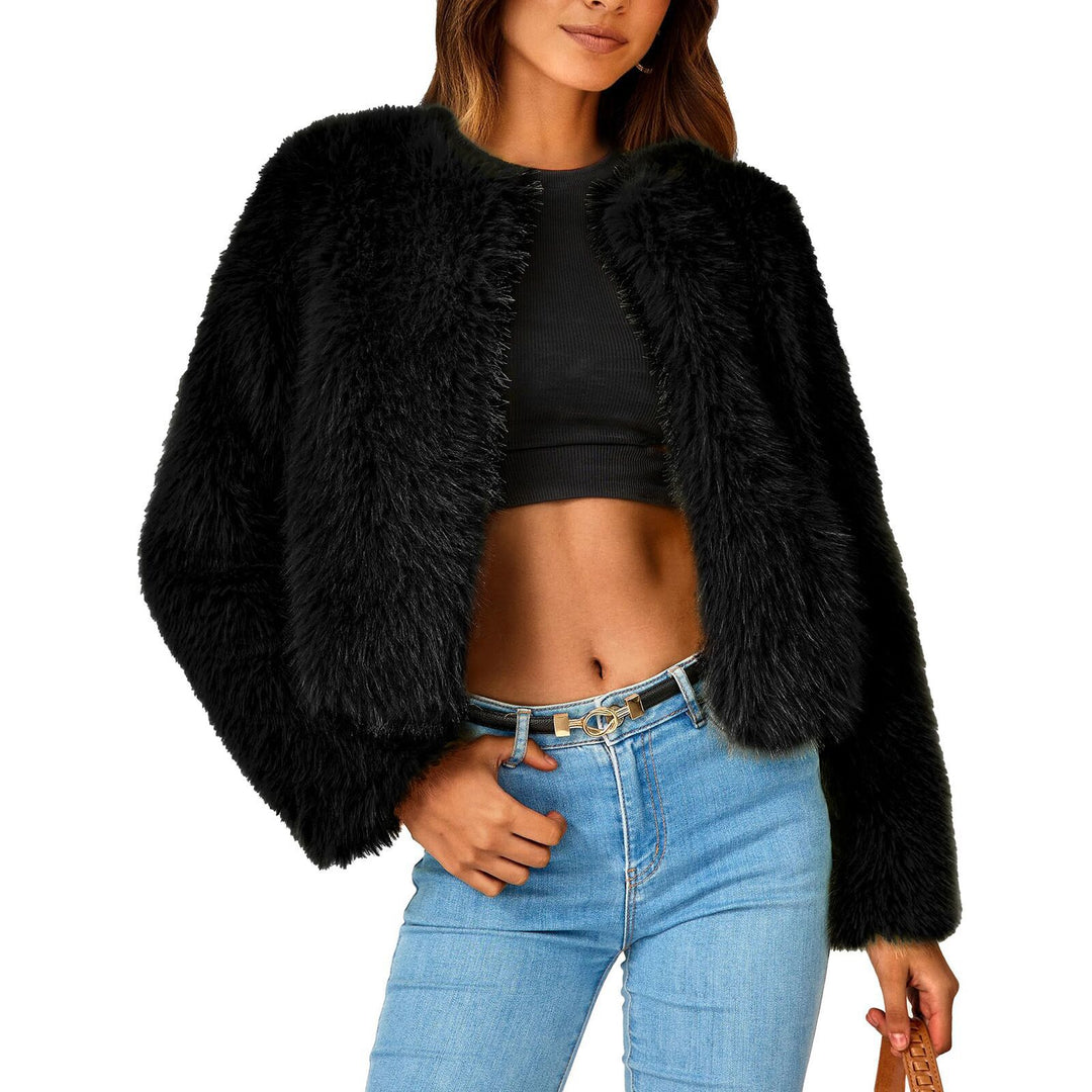 Damen Luxus Kunstpelz Jacke mit eleganten Details Heidi-Mode