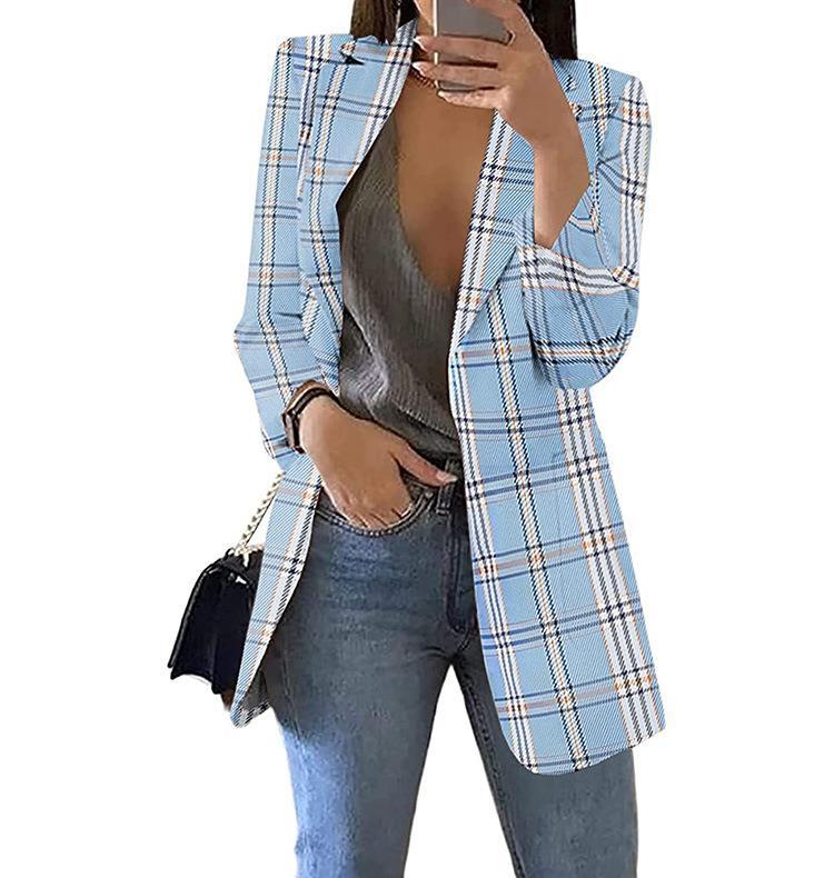 Damen Karierter Blazer mit modernem Schnitt und lässigen Details Heidi-Mode