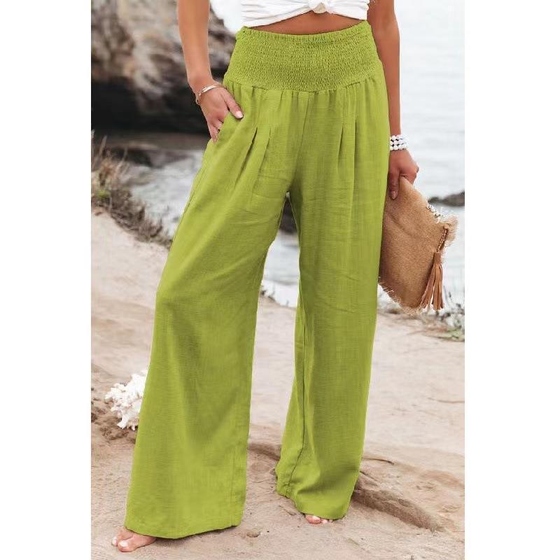 Damen Weit geschnittene Sommerhose mit elastischem Bund und luftiger Passform Heidi-Mode