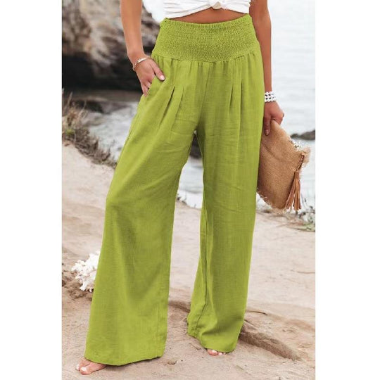 Damen Weit geschnittene Sommerhose mit elastischem Bund und luftiger Passform Heidi-Mode
