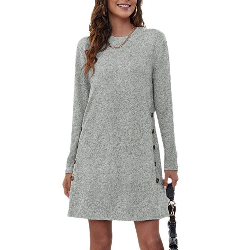 Damen Freizeitkleid mit eleganten Knopfdetails und lässigem Schnitt Heidi-Mode