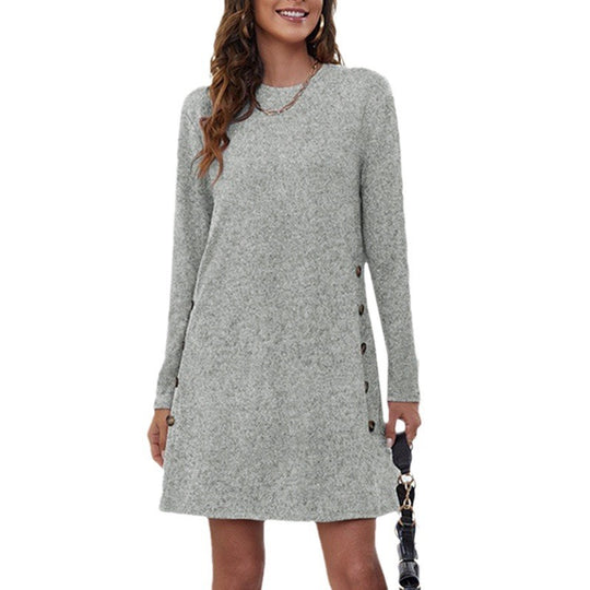 Damen Freizeitkleid mit eleganten Knopfdetails und lässigem Schnitt Heidi-Mode
