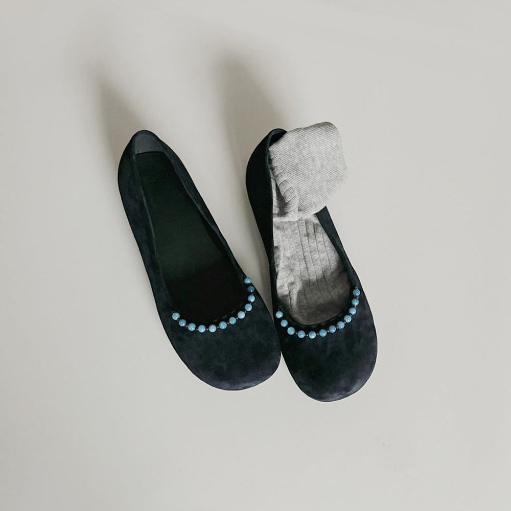 Damen Elegante Flache Ballerinaschuhe mit Dekorativem Verziertem Akzent Heidi-Mode