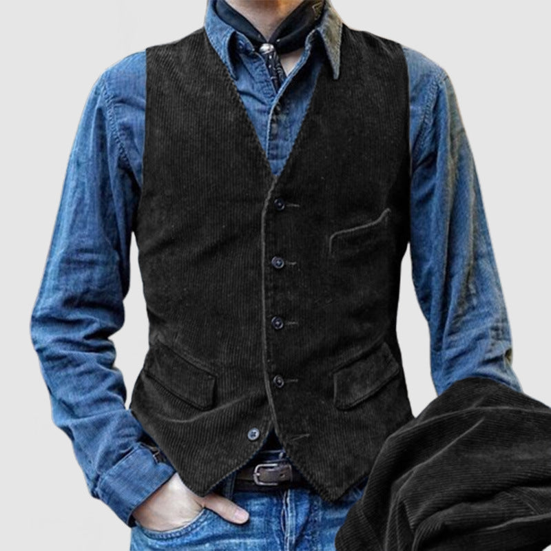 Herren Weste im klassischen Kord-Design mit eleganten Taschen und hochwertiger Verarbeitung Heidi-Mode