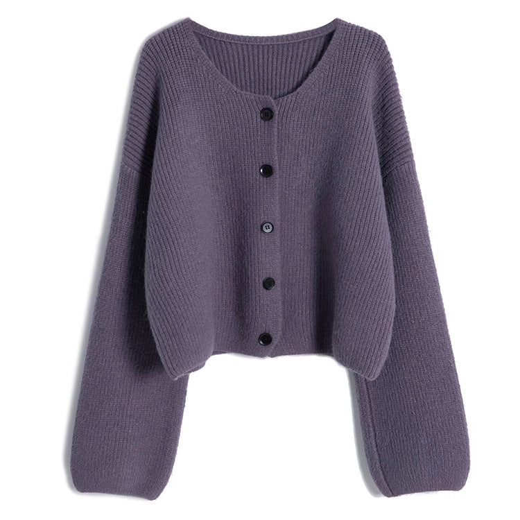 Damen modischer Short Cardigan mit feiner Rippstruktur und Knopfdetaillierung Heidi-Mode