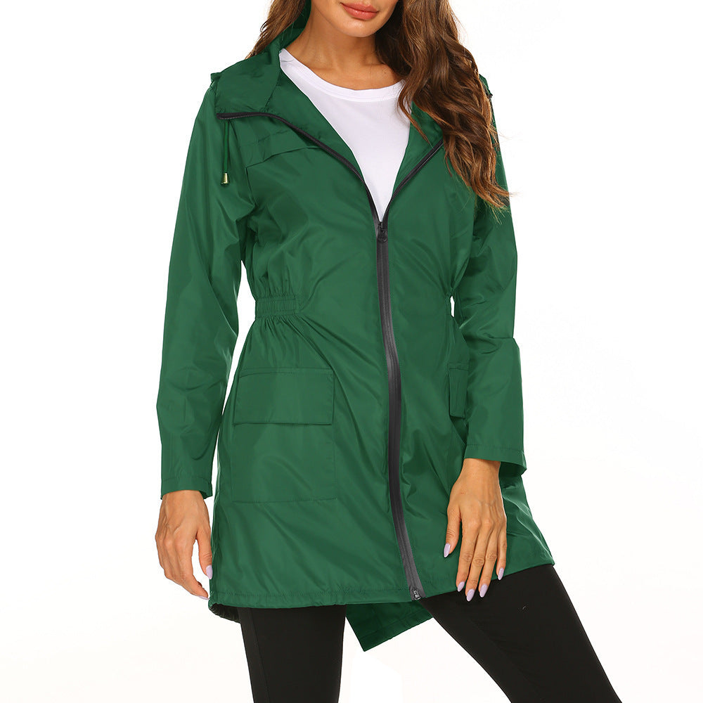 Damen Outdoor-Jacke mit verstellbarer Kapuze und elastischem Bund Heidi-Mode
