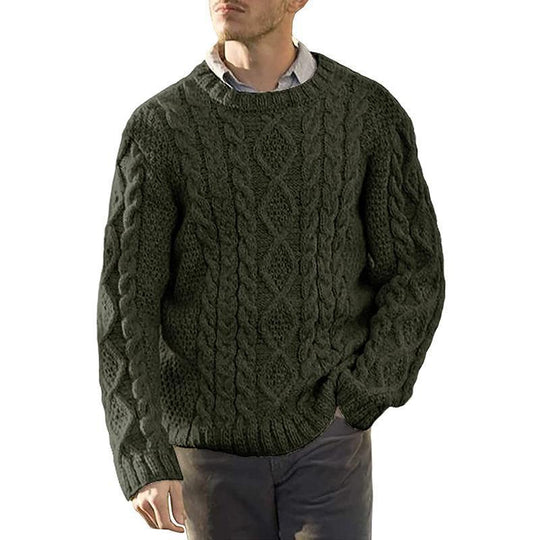 Herren Grobstrickpullover mit klassischem Zopfmuster Heidi-Mode