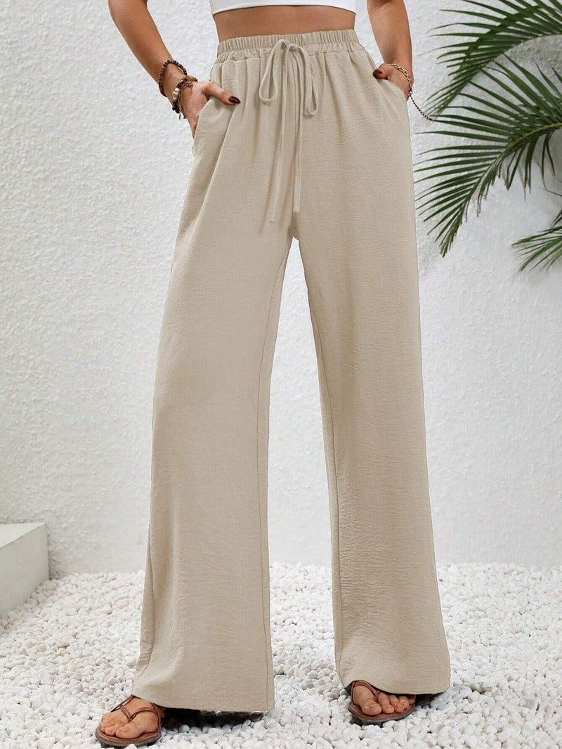 Damen Weite Sommerhose mit elastischem Bund und Tasche Heidi-Mode