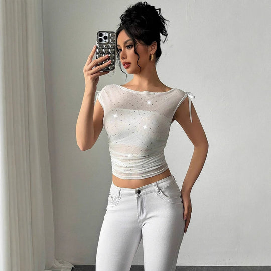Damen Funktionsshirt mit Glitzerakzenten und verstellbaren Trägern Heidi-Mode