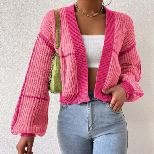 Damen Großer Strickcardigan mit voluminösen Ärmeln Heidi-Mode