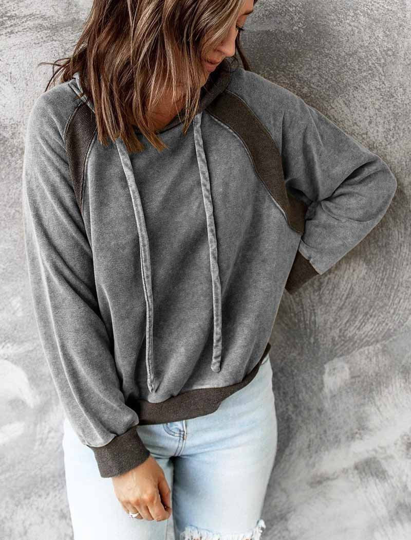 Damen lässiger Kapuzenpullover mit Raglanärmeln und bequemem Schnitt Heidi-Mode