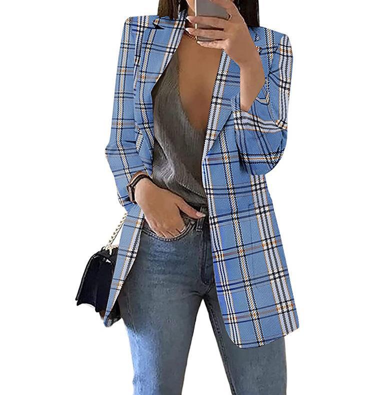 Damen Karierter Blazer mit modernem Schnitt und lässigen Details Heidi-Mode