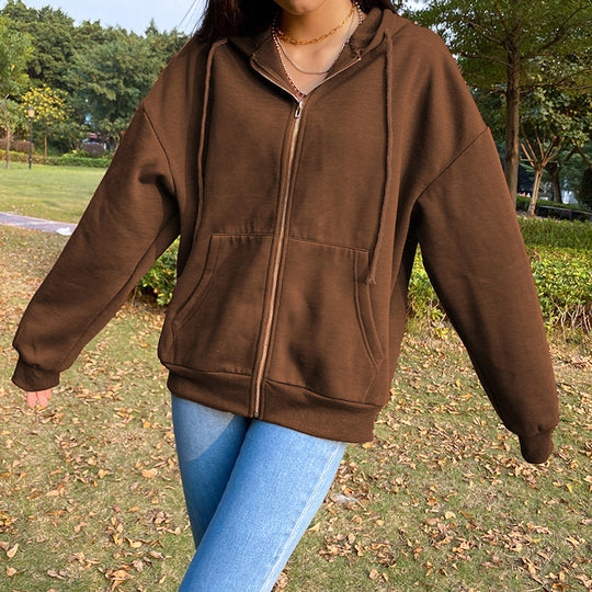 Damen Freizeit Übergroße Zip-Up Hoodie Heidi-Mode
