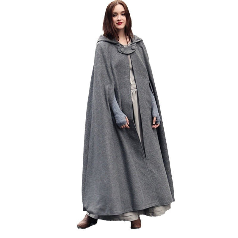 Damen elegante Kapuzenumhang mit verstellbarem Verschluss Heidi-Mode
